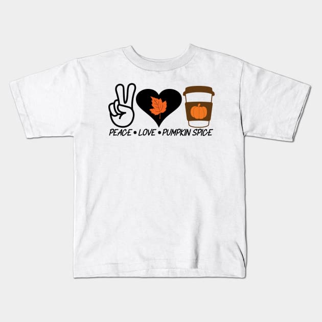 Peace Love Pumpkin Spice Kids T-Shirt by OTM Sports & Graphics